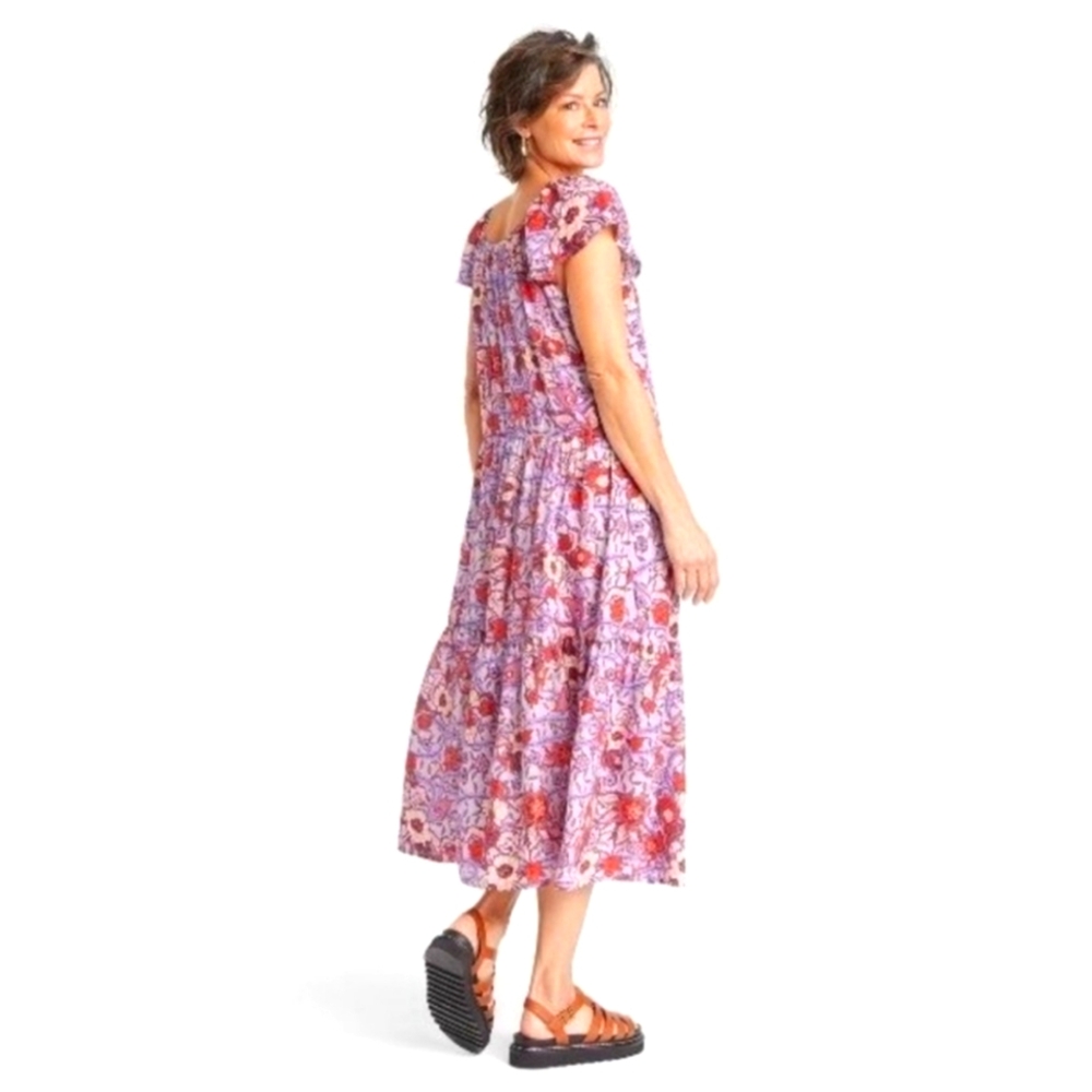 Knox Rose Purple Haze Floral Tiered Ruffle Maxi Dress Size-XL